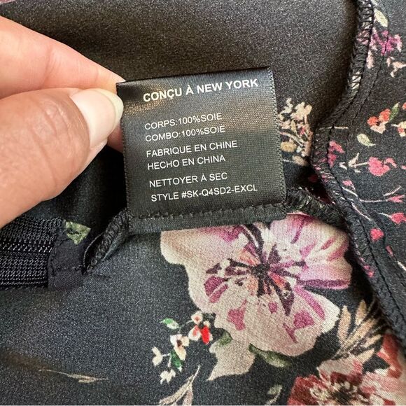 NWT Intermix Evie Silk Floral Victorian Silk Dress in Black Size 6 - Picture 9 of 9